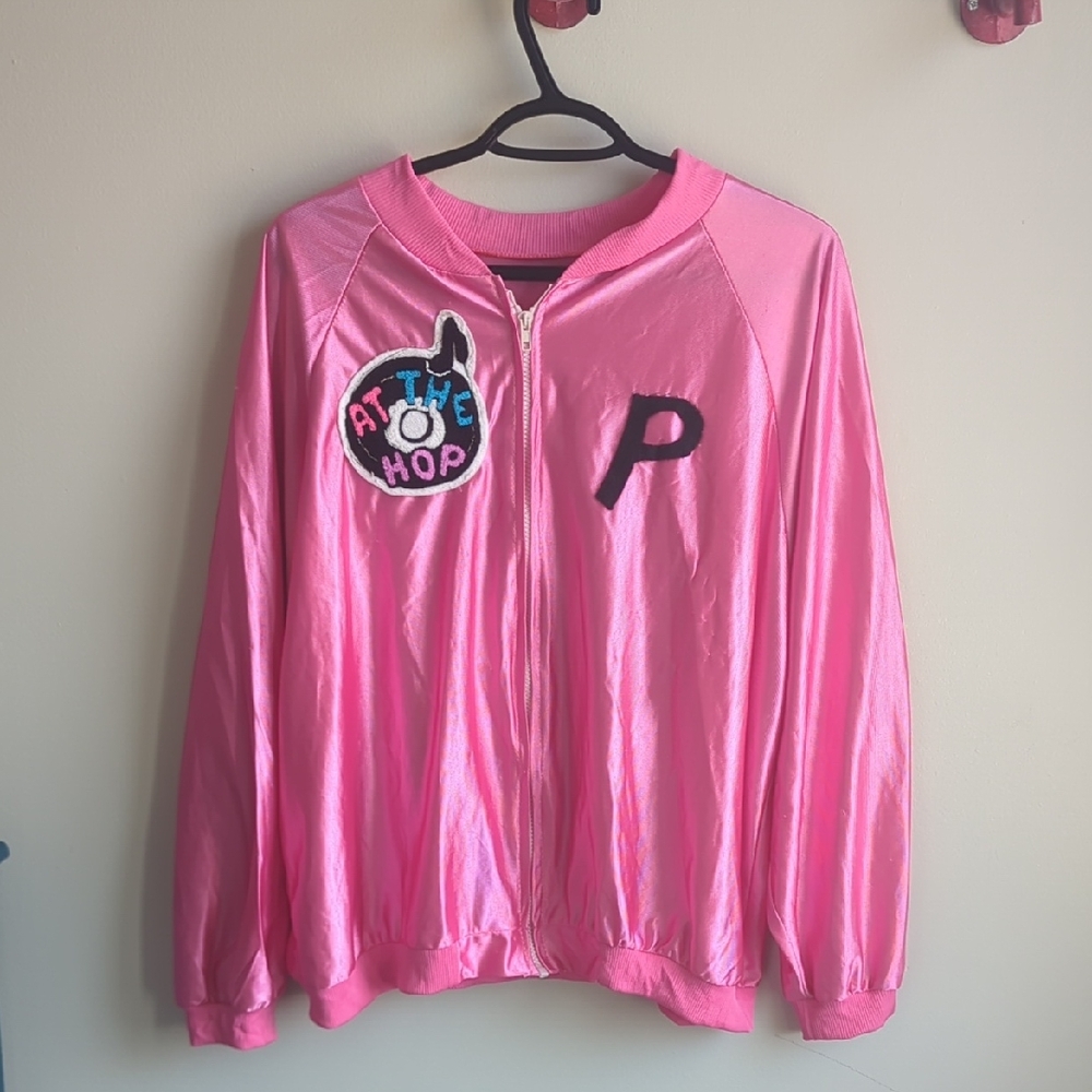 Vintage. Hand-Made Thin Pink Satin Bomber Jacket. ***Medium***
